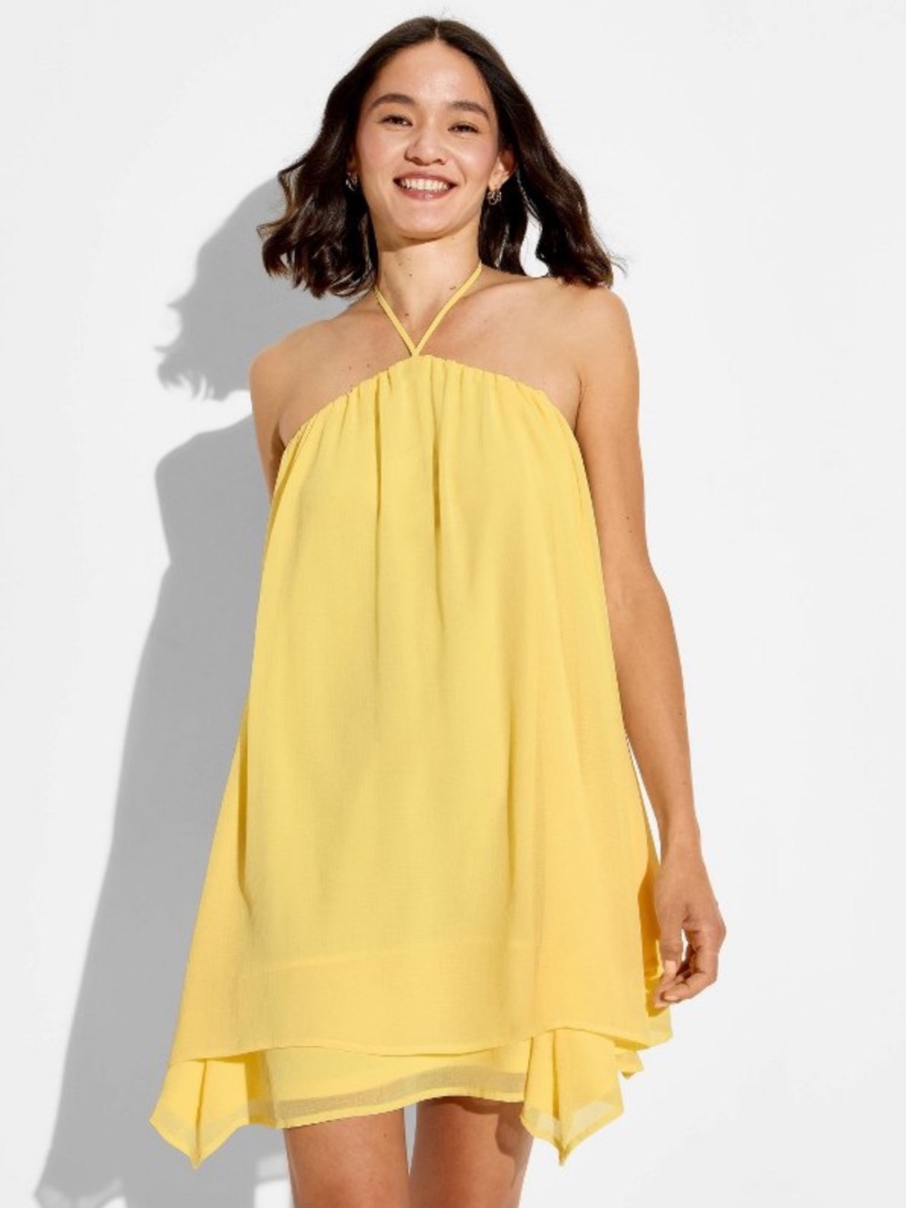 Wild Fable Flowy Trapeze mini shift dress Yellow